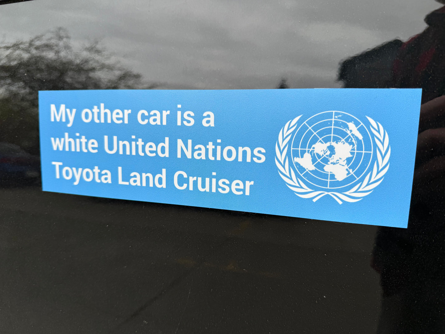 My other car is a UN Toyota Land Cruiser car magnet