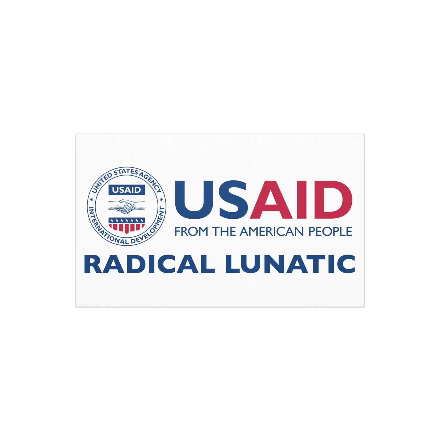 USAID Radical Lunatic magnetic bumper sticker