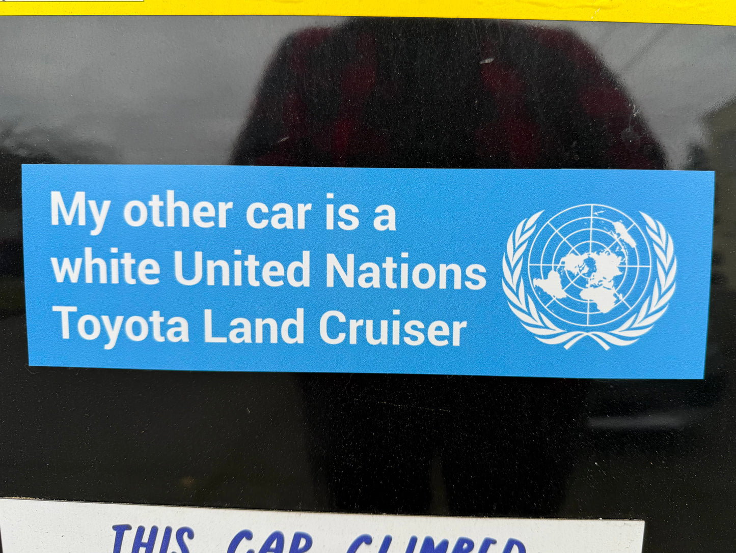 My other car is a UN Toyota Land Cruiser car magnet