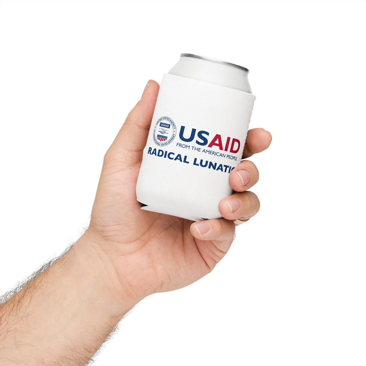 USAID Radical Lunatics beer cozy / can sleeve