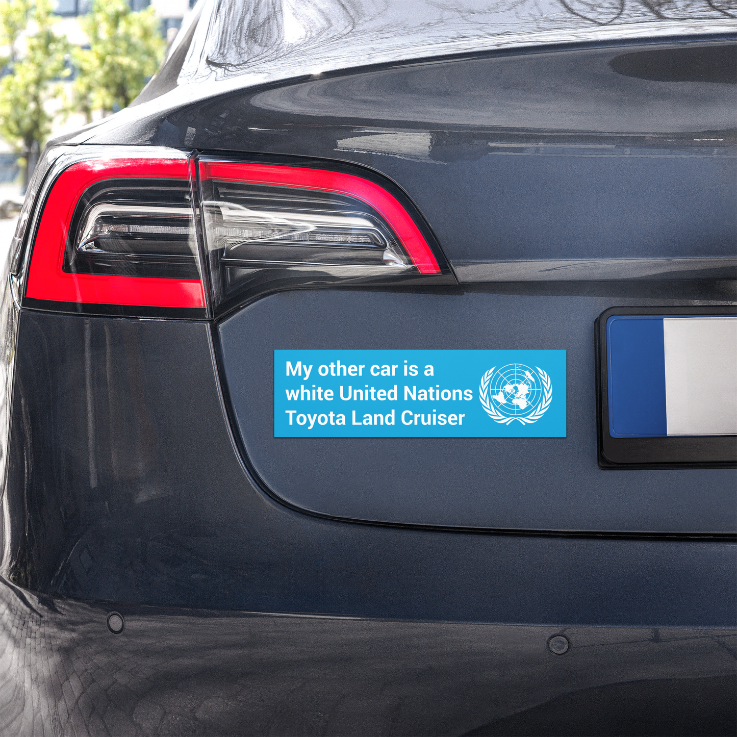 My other car is a UN Toyota Land Cruiser car magnet