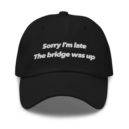 Sorry I'm late, the bridge was up dad hat