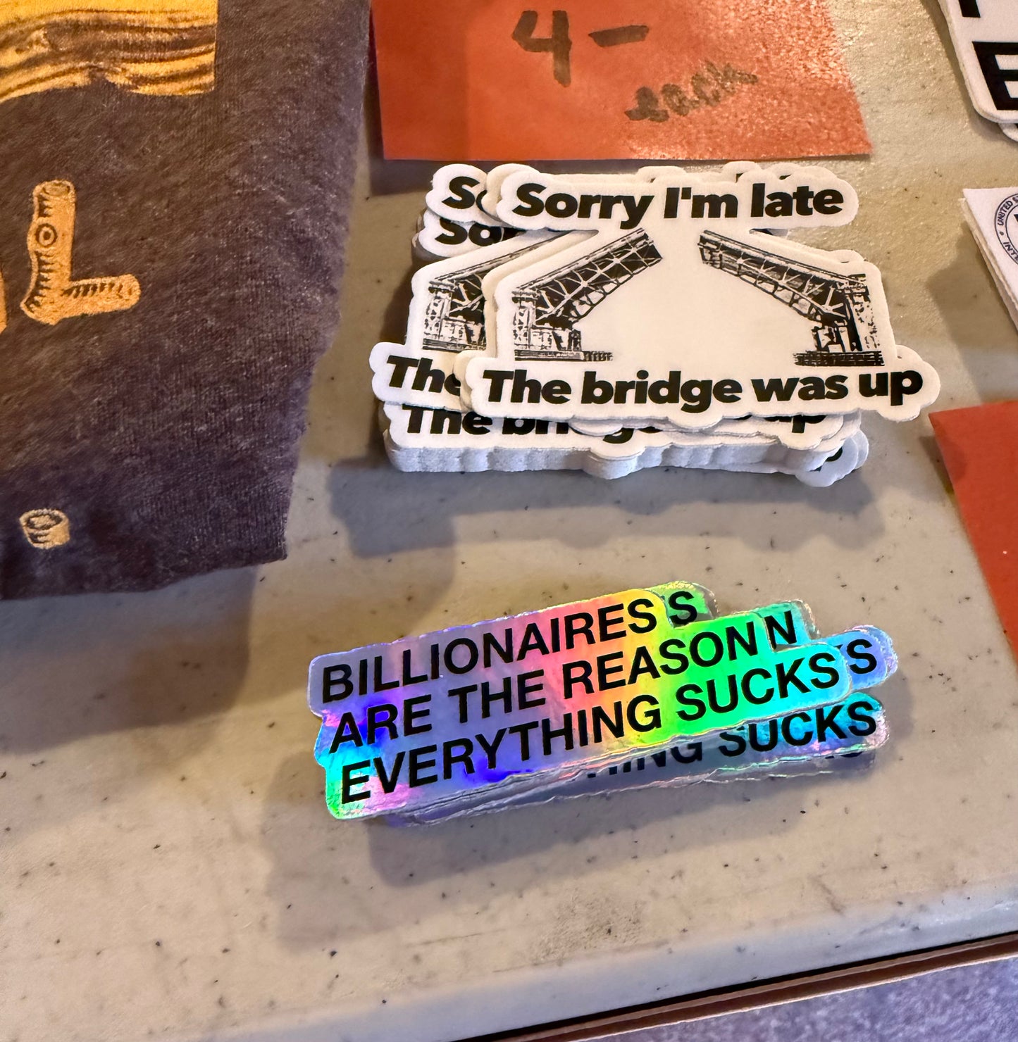 Billionaires are the reason everything sucks hologram sticker
